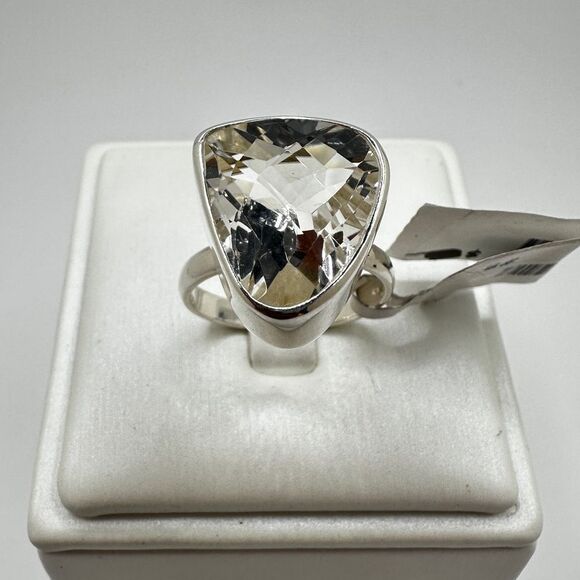 NWT 15x13mm faceted quartz ring in solid sterling silver! - Picture 3 of 10